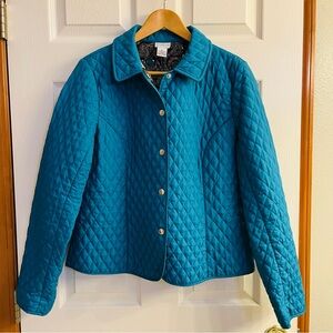Kim Rogers Turquoise Quilted Jacket Snap Closure Boho